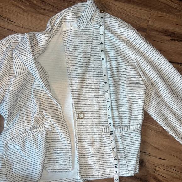 Maurice’s White Gray Striped Button Cotton Blend Blazer Size Large - Picture 6 of 7